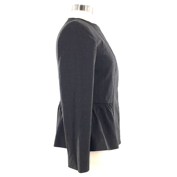 Doncaster Womens Gray Button Front Blazer Gathered Waist Size 4P New - Picture 2 of 13